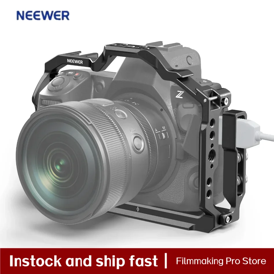 

NEEWER Camera Cage For Nikon Z8 With HDMI Cable Clamp NATO Rail Quick Release Arca Type Base Aluminum Video Rig