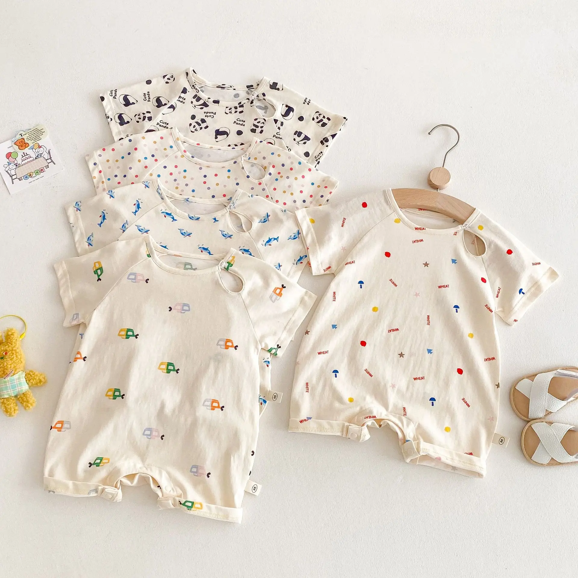 

Baby Thin Jumpsuit Summer Girls Infant Cartoon Print Romper Boys Toddler Home Clothes Newborn Baby One Piece Clothing