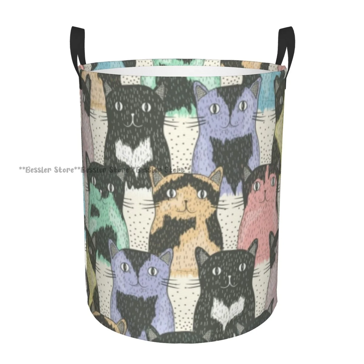 Foldable Laundry Basket for Dirty Clothes Cute Cats Storage Hamper Kids and Baby Home Organizer