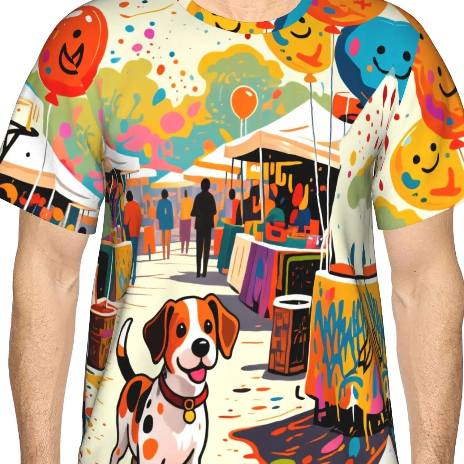 Children Fashion Dog Floral Print T‑Shirt Little Girls Adorable Puppy Flower All‑Over Art Short Sleeve Crew Neck Casual Daily