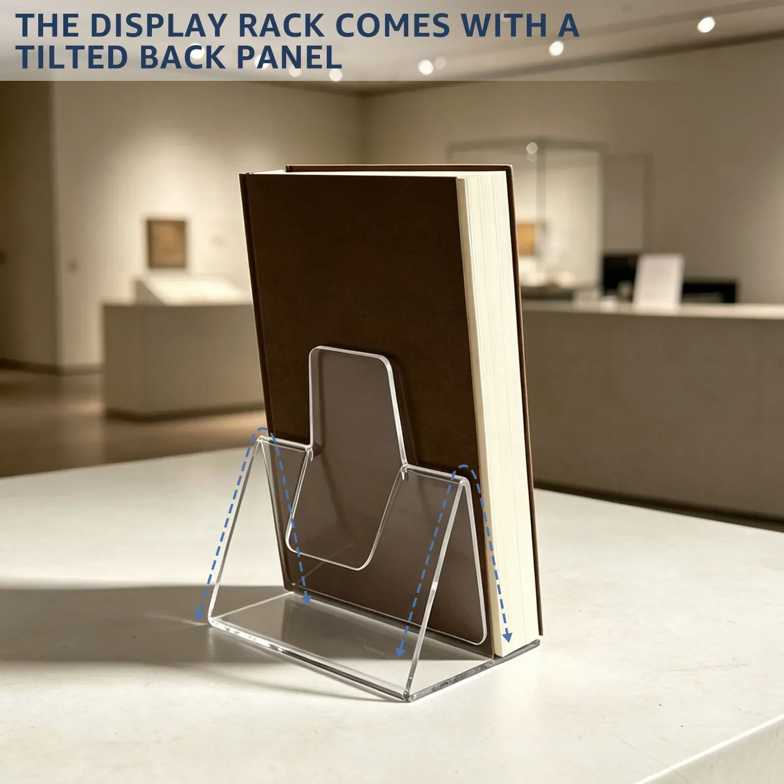 Clear Acrylic Book Display Stand Universal Countertop Brochure Holder with Anti Slip Feet Ergonomic Slant Design Flyer Organizer