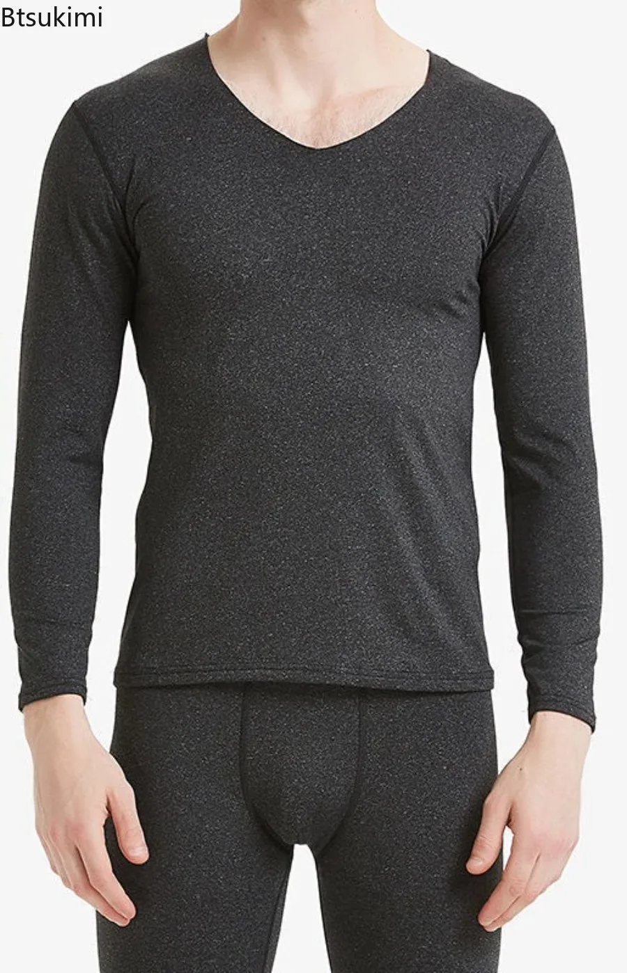 2026 الرجال الخامس الرقبة ملابس اخلية حرارية مجموعات Traceless الصوف سليم صالح مريحة طويلة جونز مجموعات الشتاء ملابس حرارية فائقة النعومة #5