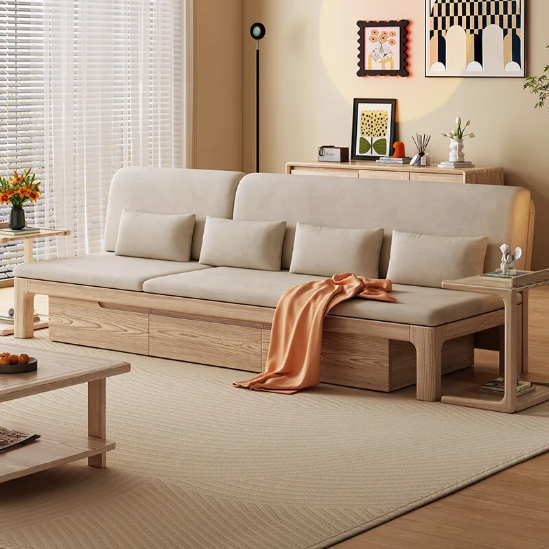 Nordic solid wood chaise longue balcony leisure single sofa living room storage recliner bed and breakfast bedroom beauty couch