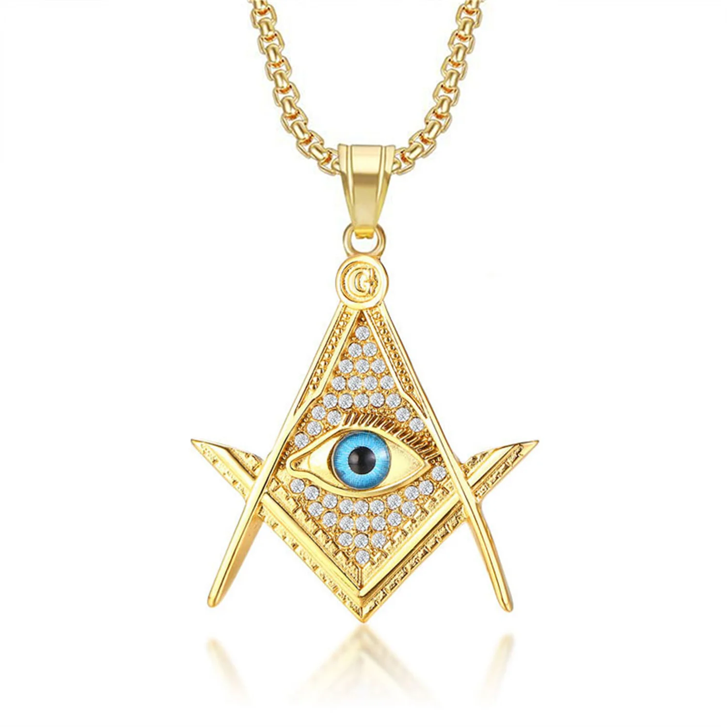 

Mystic All-seeing Eye Mason Freemason Pendant Gold Color Stainless Steel Masonic Amulet Necklace for Men Illuminati Jewelry Gift