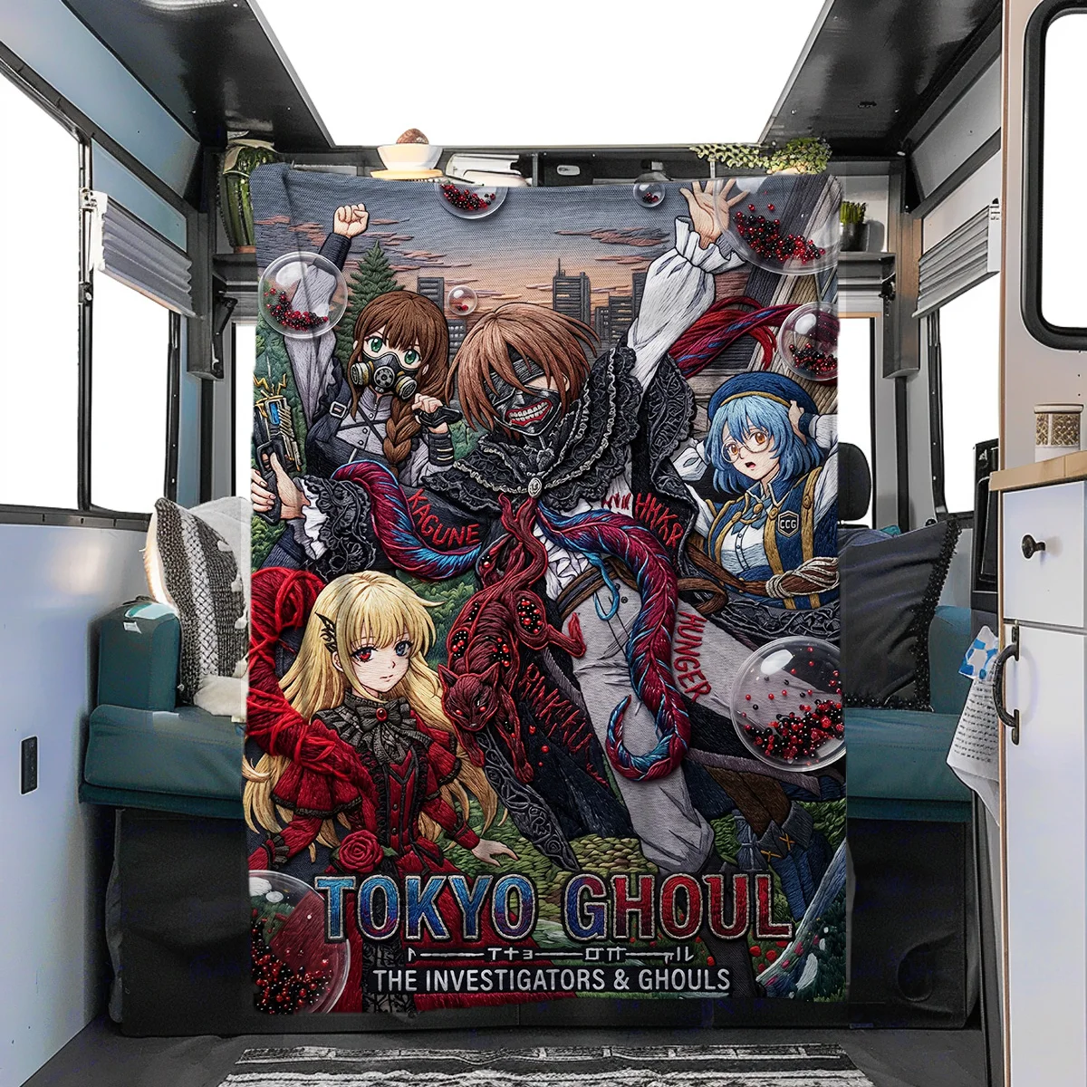 Tokyo Ghoul  Printed Flannel Blanket Soft Warm Perfect for Bed Sofa Chair Picnic Travel Daily Use YUN6514