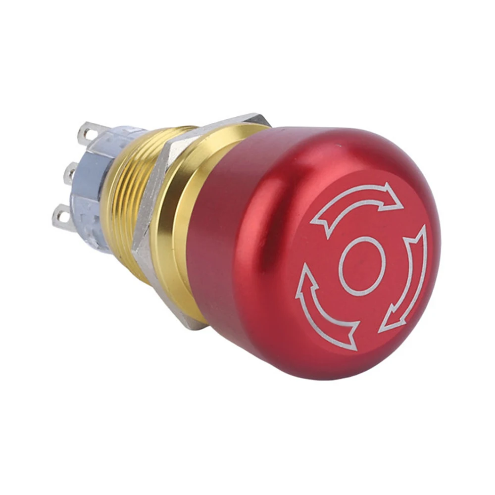 IP67 Waterproof Push Button Switch 16MM/19MM/22MM Red Mushroom Head Self-Locking 1NO1NC  Emergency Stop