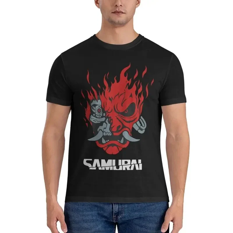 

Japanese Vintage Men's Gaming T-shirt, Jogo style Cotton T-Cyber Samurai Punk Art 2077