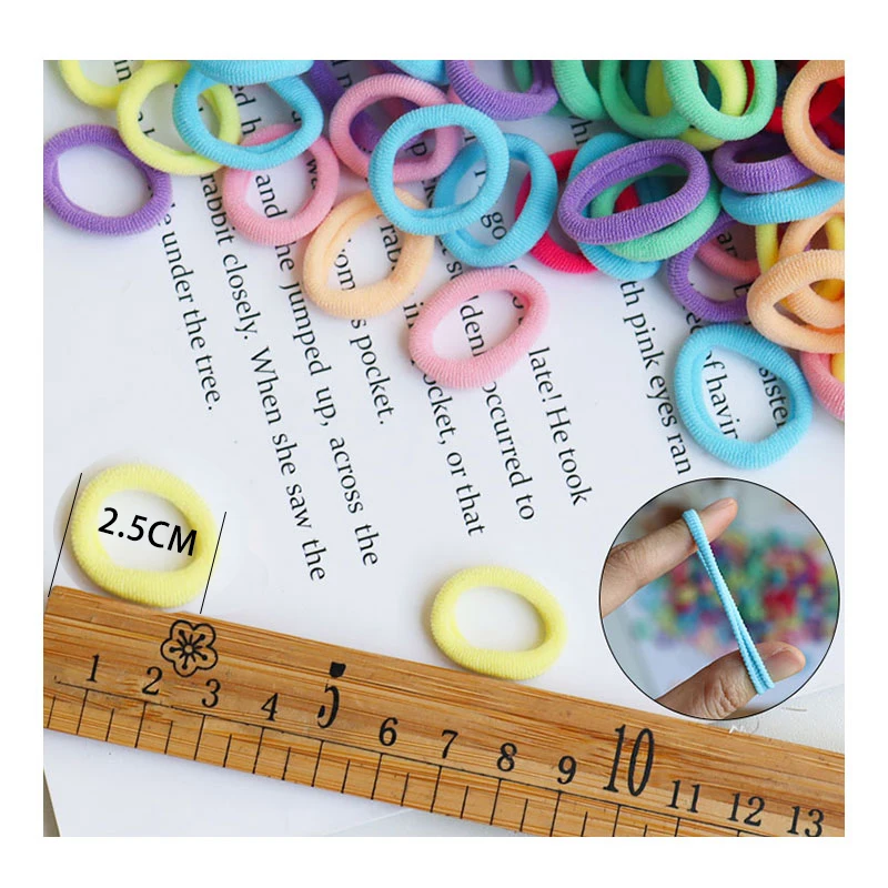 50/100Pcs 2.5cm Elastic Hair Bands for Children Colorful Nylon Hair Ties Kids Rubber Band Girl Hair Accessories Baby Headband