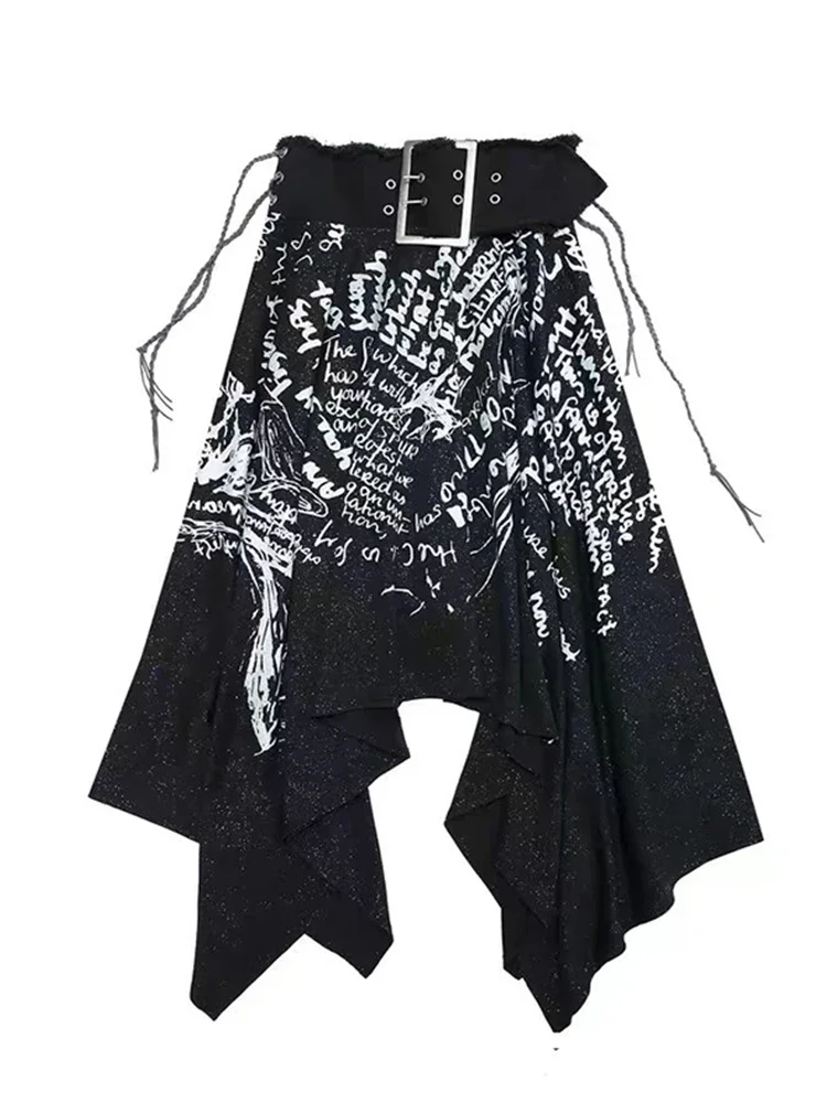 

Summer Women Goblin Core Japanese Fashion Midi Cyber Punk Asymmetrical Skirt 2000s Aesthetic Gyaru Dark Academia Y2k Streetwear