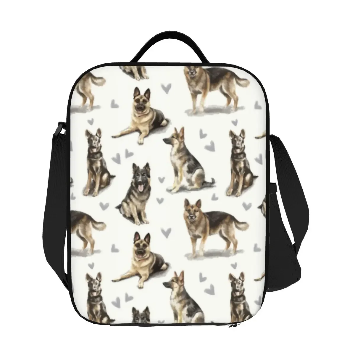 German Shepherd Puppy Insulated Lunch Tote Bag for Alsatian Wolf Dog Portable Cooler Thermal Food Bento Box Kids School Children