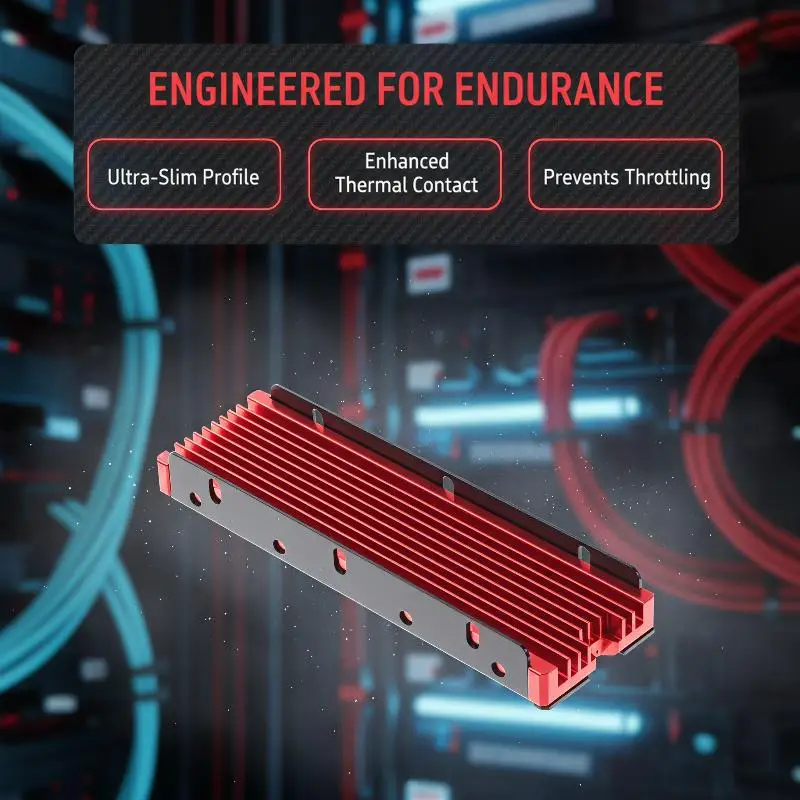 M.2 2280 SSD Heatsink Heavy Duty Aluminum Alloy Heat Sink Efficient Cooling Radiator for Workstation High Performance SSD
