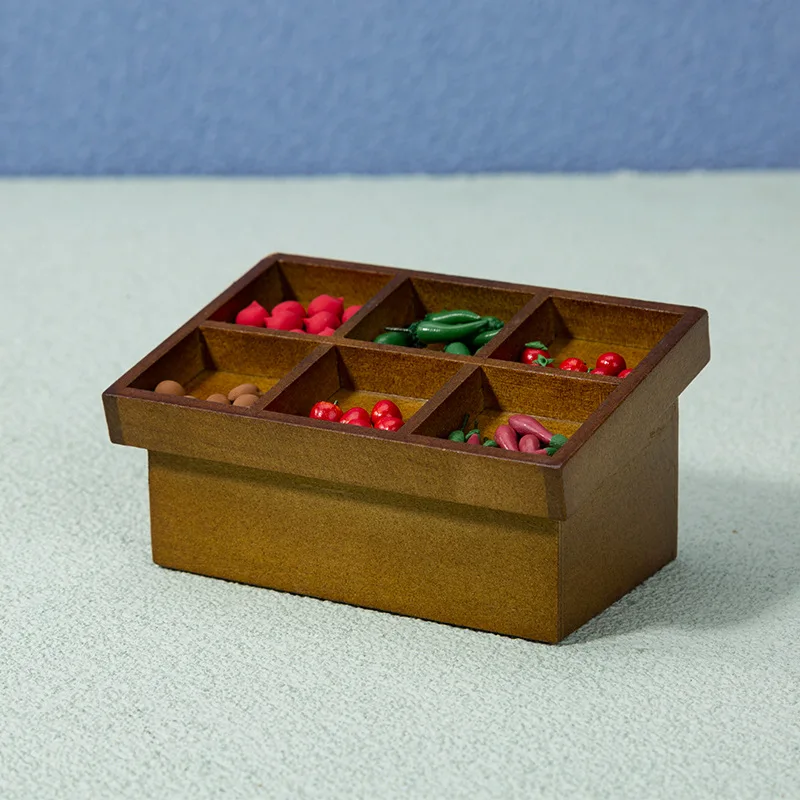 1:12 Scale Dollhouse Miniature Furniture, Supermarket Vegetable & Fruit Rack DIY Props, Miniature Veggie & Fruit Stall