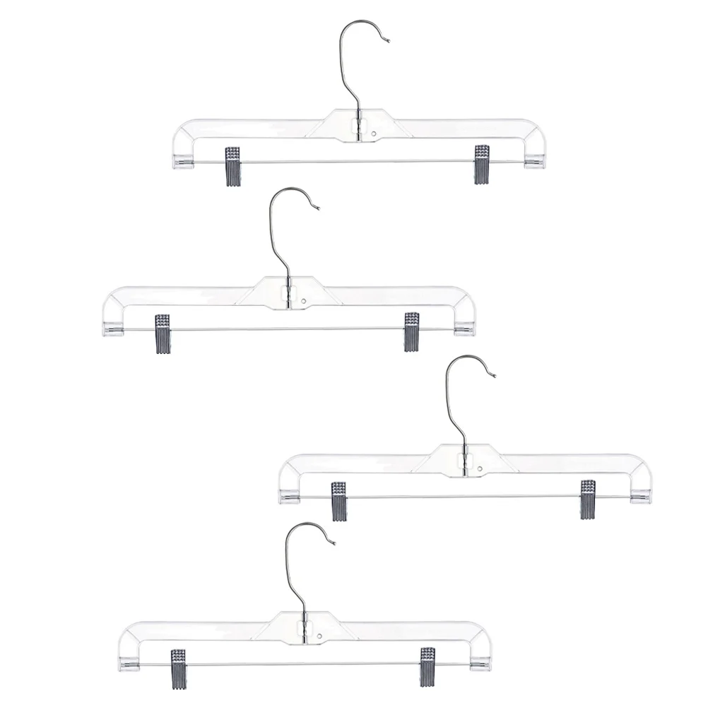

4Pcs Retractable Pants Hangers Iron Plastic Double Clips for Pants Jeans Skirts Home Shop Display Rack Plastic Skirt Hangers
