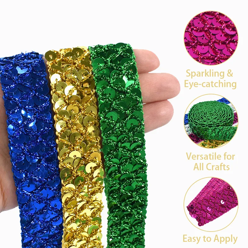 2/4/12Meters Deepeel 15/20/35mm Sequin Lace Trim Ribbon Clothing Decoration Strap Dance Dress Wedding DIY Sewing Craft Accessory