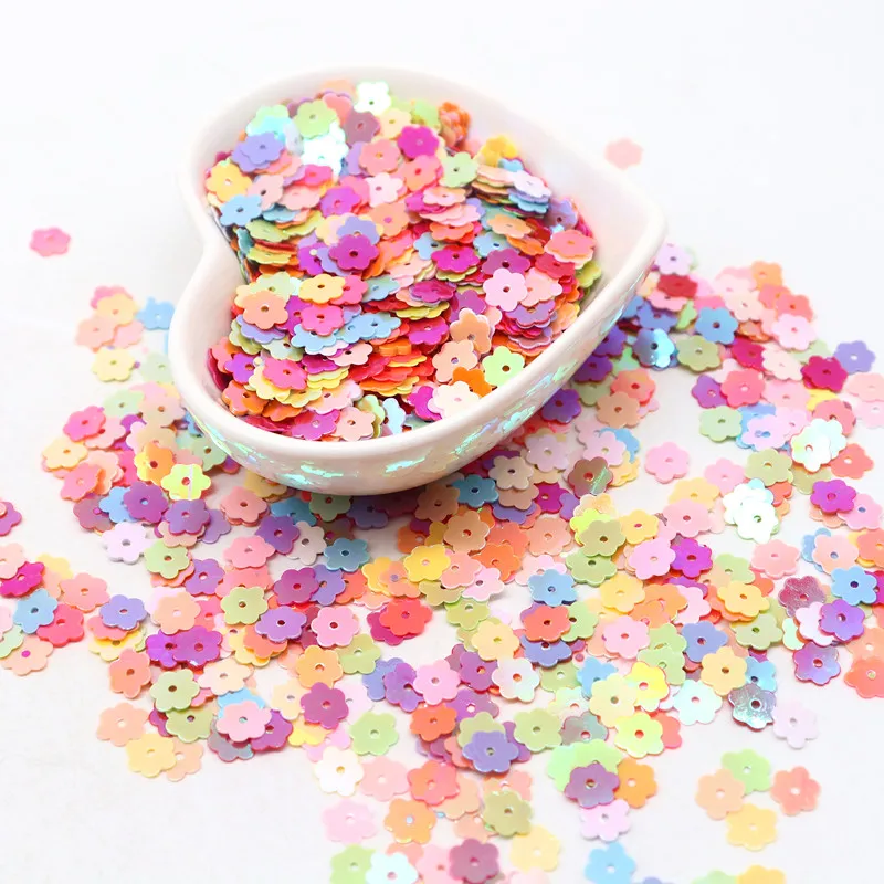 Paillettes fiore 6mm Paillettes piatte in PVC Lentejuelas allentate per cucito artigianale raccordi per cucire bigiotteria 10 g/lotto