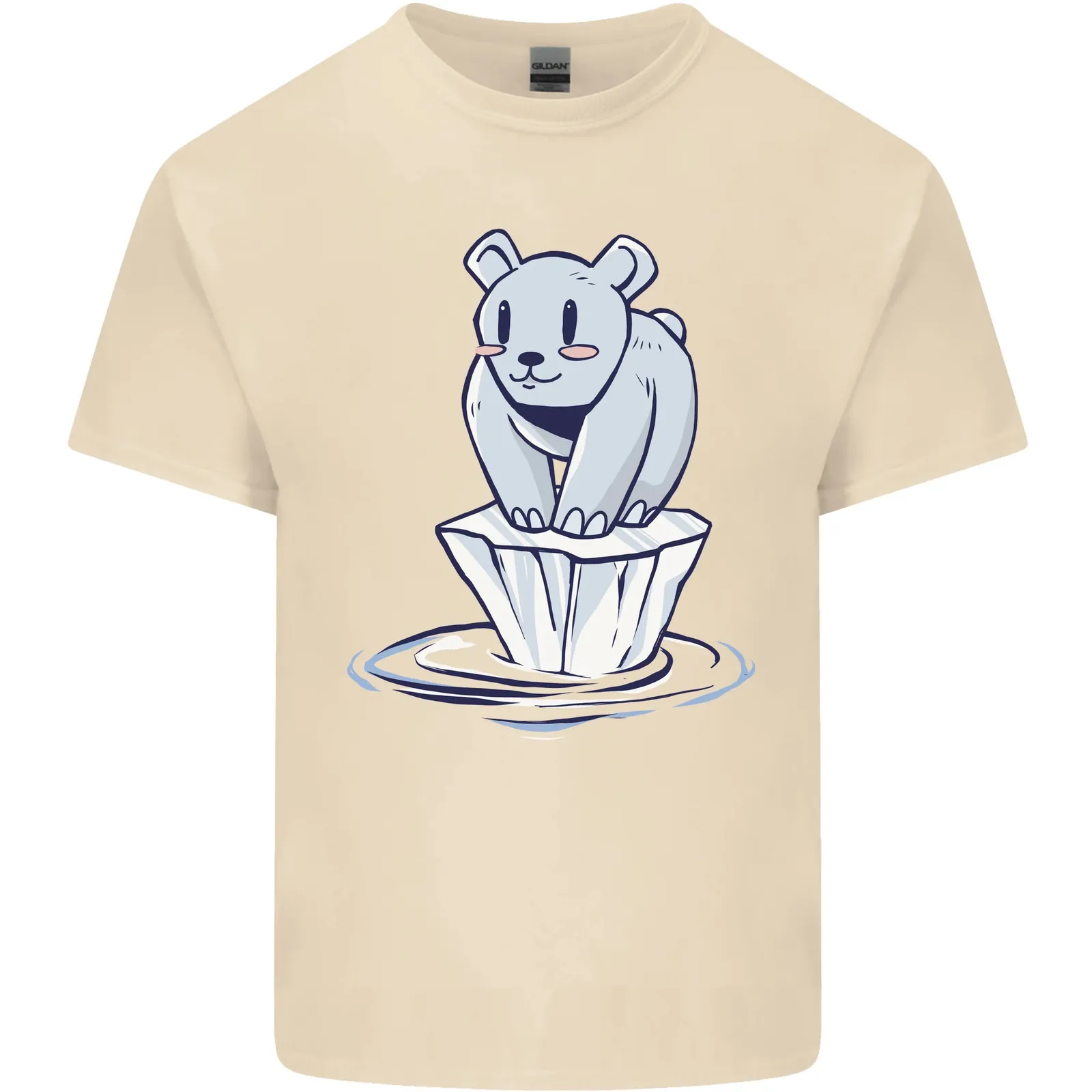 Floating Polar Bear Environment Climate Change Mens Cotton T-Shirt Tee Top
