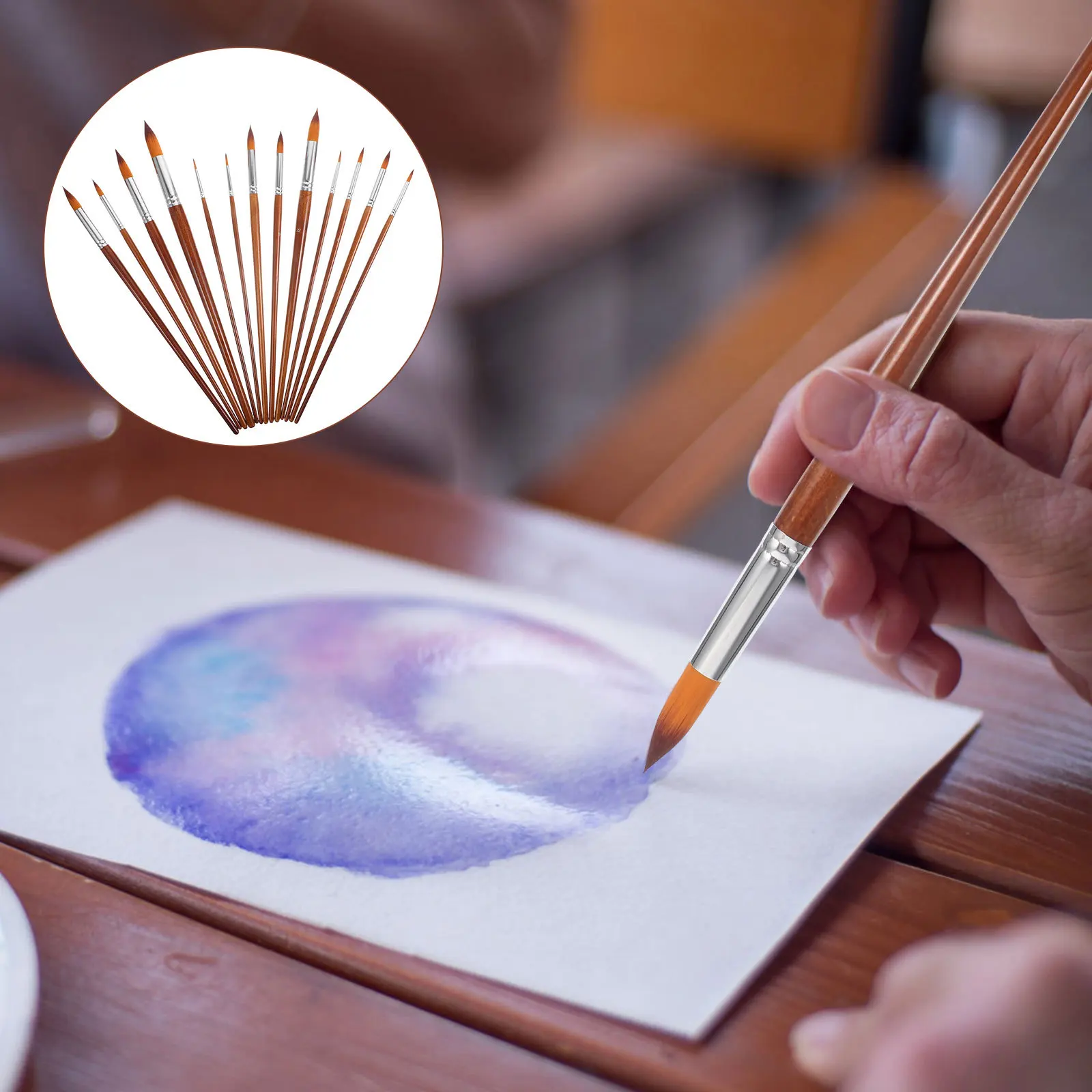 

13Pcs Professional Dual Color Nylon Paintbrush Set Soft Tips for Watercolor Oil Canvas Art Supplies Paint Brush Pens