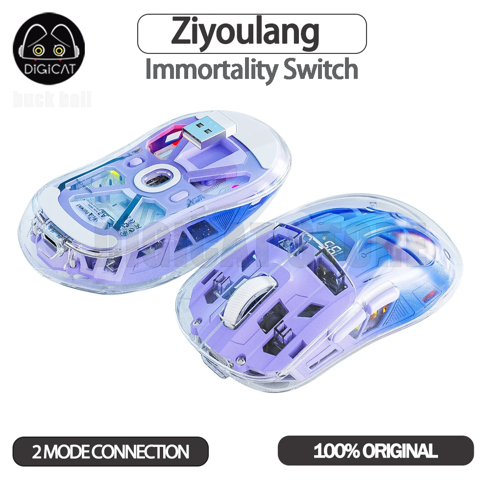 

Ziyoulang A2 Gamer Mouse 2Mode 2.4G/Bluetooth Wireless Mouse RGB Backlit Customized Transparent Mouse Pc Accessories Gamer Mice