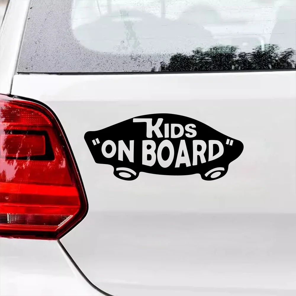 

19cmx8cm Car Sticker Skateboard KIDS ON BOARD Driving Safety Warning Signs Waterproof DIY Decal Auto Exterior Decor Accessories