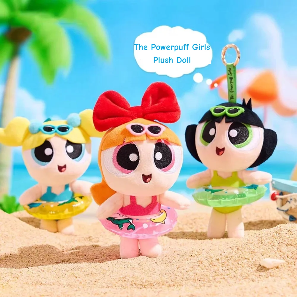 

Подлинная 15 см The Powerpuff Girls Summer By The Sea, плюшевая кукла, брелок для ключей, мультяшное девичье сердце, студенческая сумка, подвеска, подарки для девочек