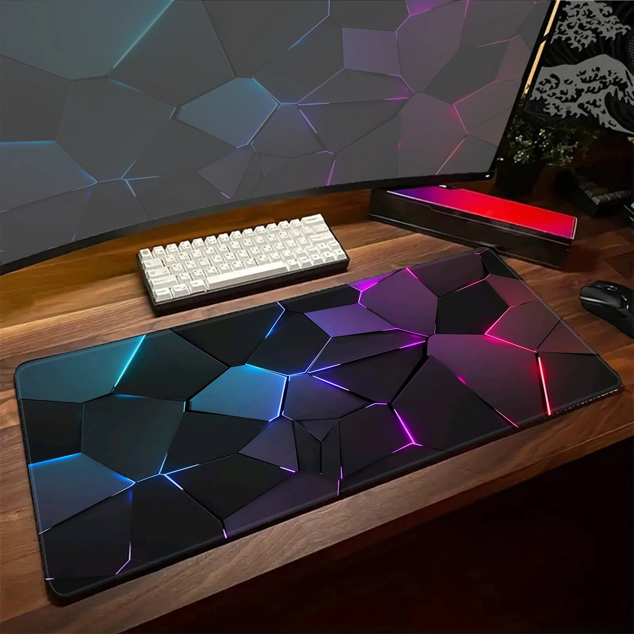 Red Blue gradient Large Mouse Pad Pc Gamer Mousepad HD Print Gaming Keyboard Pads XXL Table Carpet Rubber Desk Mat 900x400mm