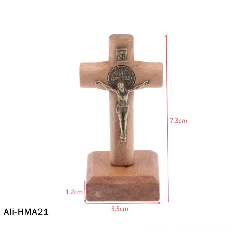 【H】Wooden Standing Cross Small Home Decor Jesu Figurine For Party Housewarming Wedding Gift Bookshelf Cabinet Ornaments
