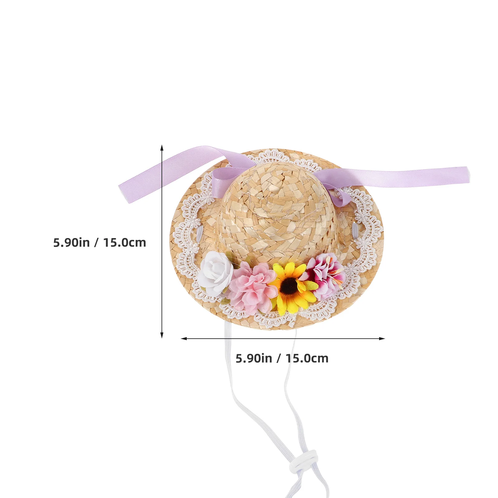 Mini chapeau de paille tissé pour l'artisanat, petit chapeau de soleil Boho avec nœud décoratif, idéal pour les accessoires de bricolage, configuration de scène Miniature