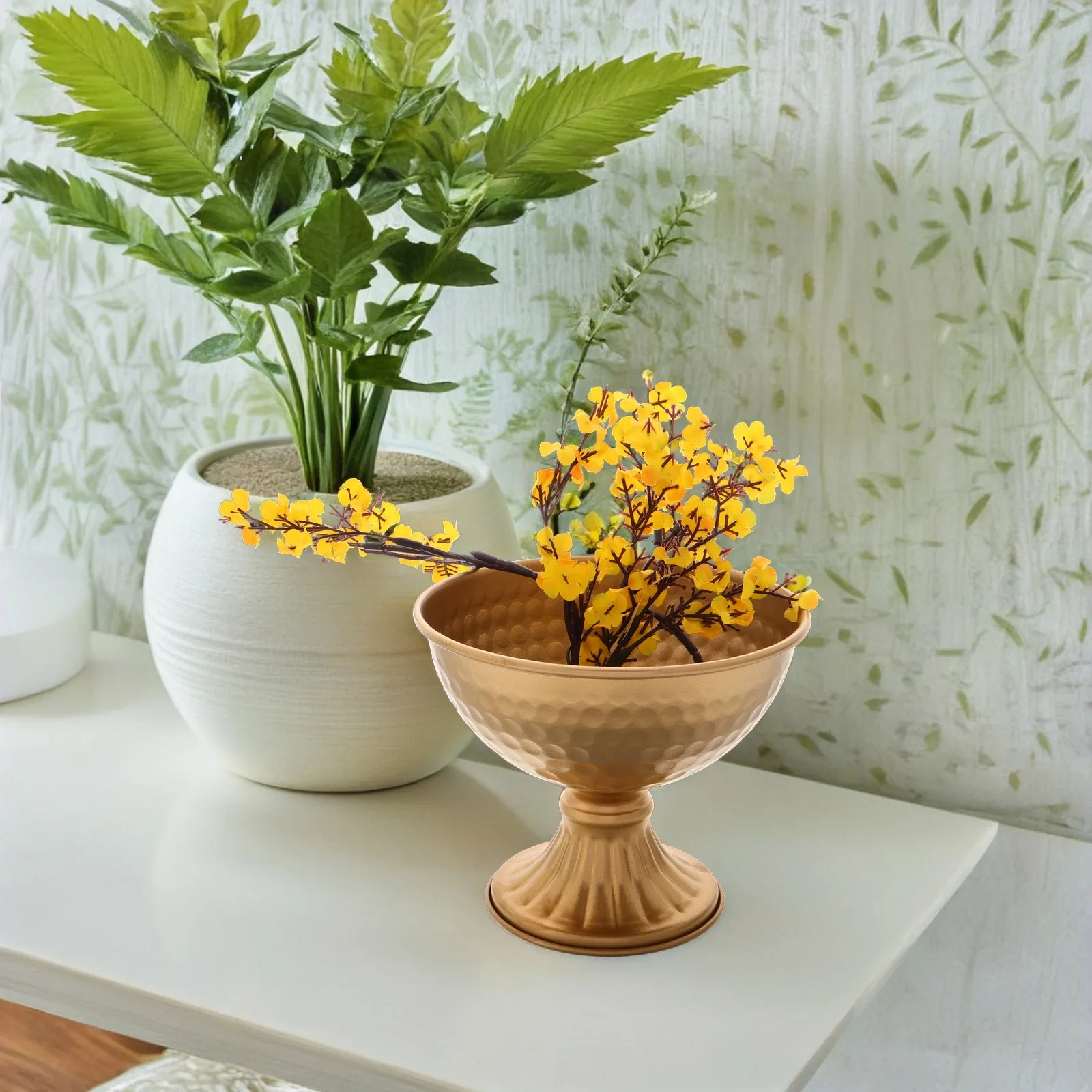 

European Style Iron Flower Vase High Foot Flowerpot For Dining Table Wedding Centerpiece Metal Floral Urn For Artificial Flowers