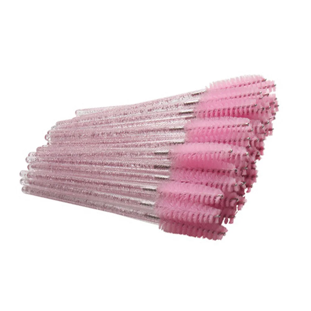 100 Pcs Make up Applicators for Face Eyelash Spoolies Brush Makeup Pink Mascara Wands