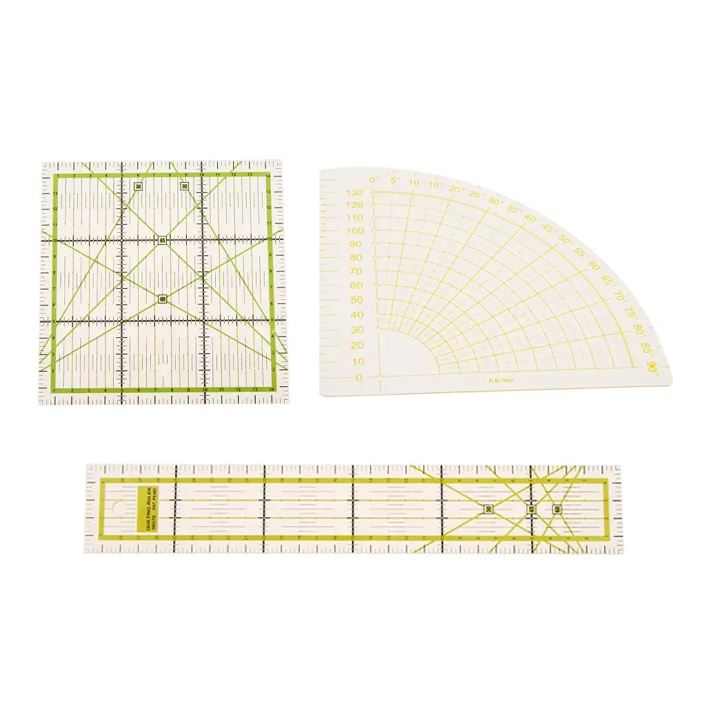 DIY縫製用キルティング定規、長方形、正方形セクター、キルト、パッチワーク、3個