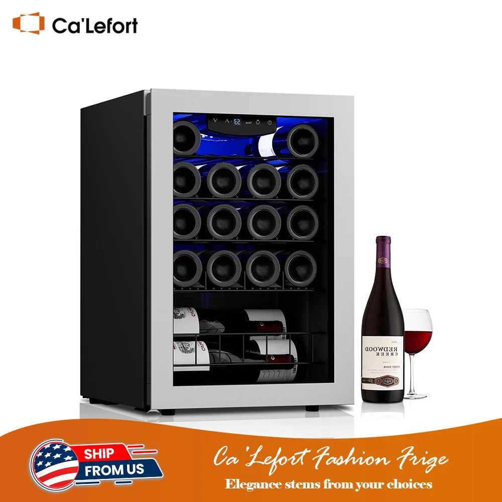 Ca'lefort 20 Bottle Wine Refrigerator - Mini Wine Fridge with Glass Door, Freestanding Wine Cooler for Home/Office