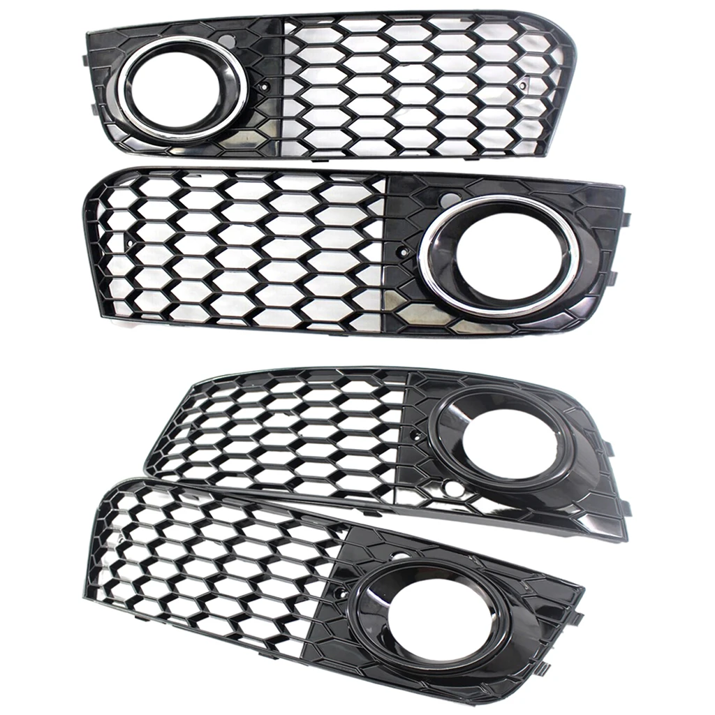 2x Fog Light Grille Grill Cover for Audi A4 B8 RS4 8KD807682 Black Durable