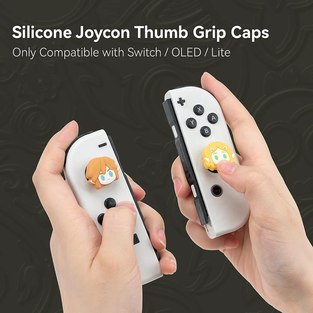 4 sztuki Cartoon silikonowe analogowe uchwyt na kciuk czapki kompatybilne z Nintendo Switch Oded/Switch Lite/Switch Joystick osłona ochronna