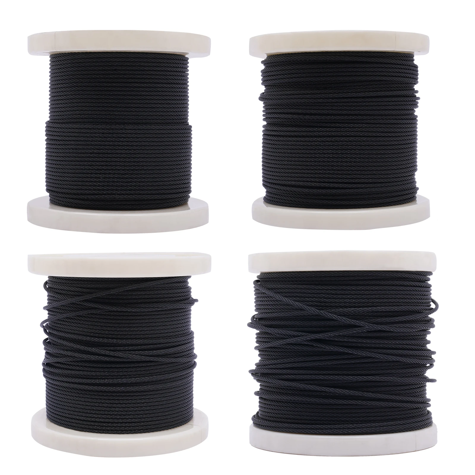 Imagem -04 - Black Wire Rope Marine Grade Cabo Interior Trilhos de Aeronaves Escada Deck Esgrima 7x7 Strand 316 Aço Inoxidável 316