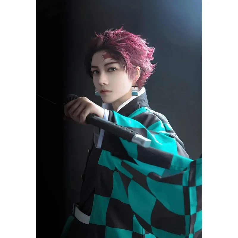 Kamado Tanjirou Costume Anime Cosplay Japanese Kimono Coat Black Top Pants Wig Full Set for Men Theme Party - Image 5