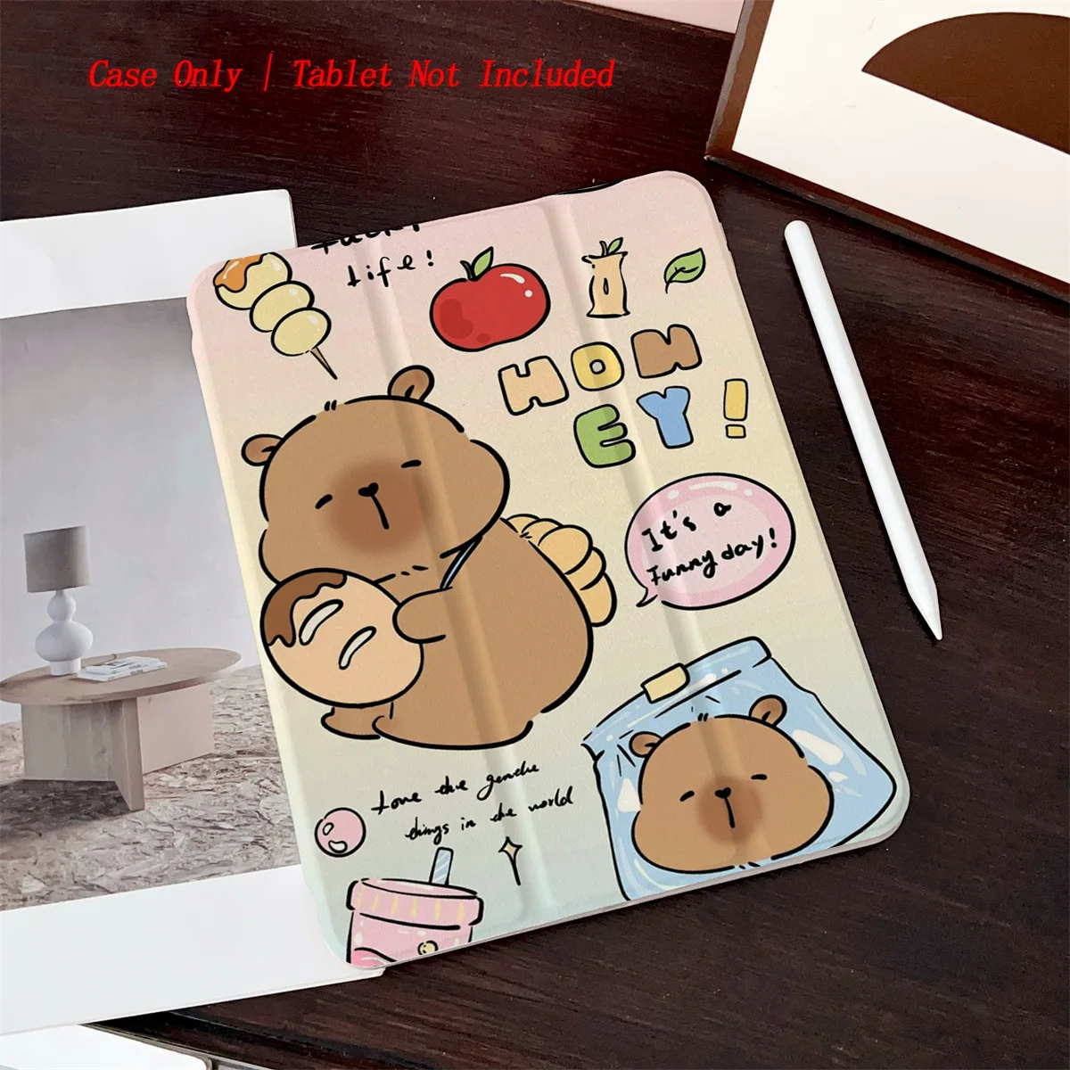 Kawaii Capybara Print iPad Cover For Apple iPad 10.2 10.9 Inch Air 3 Pro 11 Mini 6 Shockproof Case