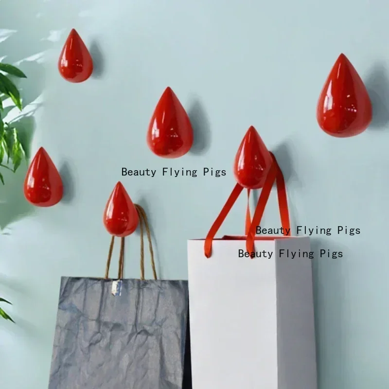 1pc Resin Water Droplet Hook Wall Water Droplet Hook Fitting Room Coat Hook Wall Decor Home Accessories Drilling Installation