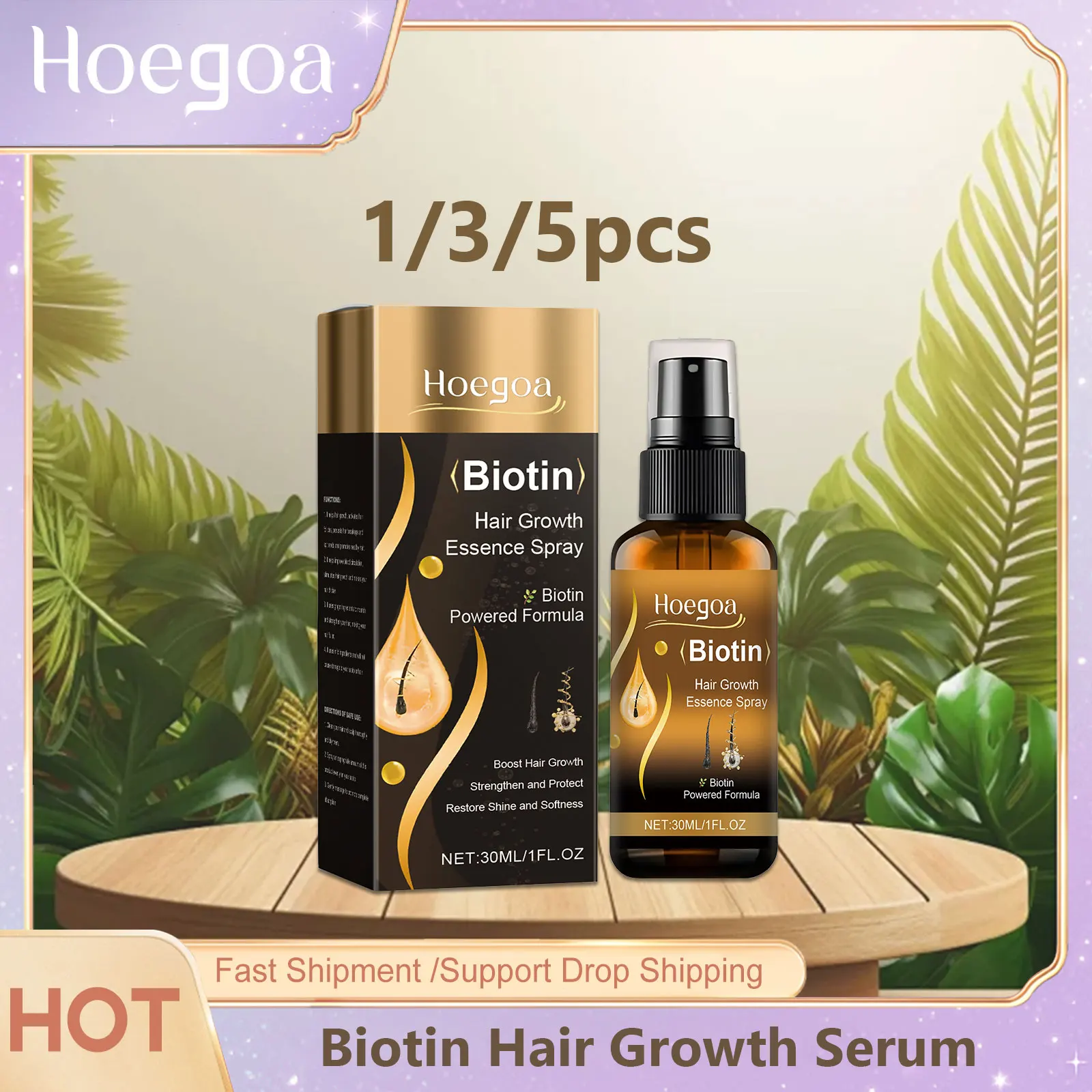 

Biotin for Hair Growth Fast Regrowth Serum Prevent Dry Frizz Damaged Hair Thinning Treatment Liquid Scalp Repair Beard Oil Spray