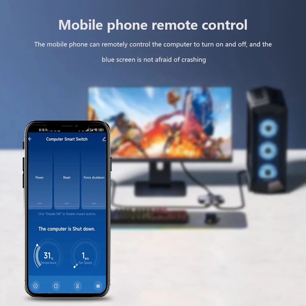 PC Power Button Reset Switch 1X PCIE Card for Computer APP Remote Control Support Alexa Google Home