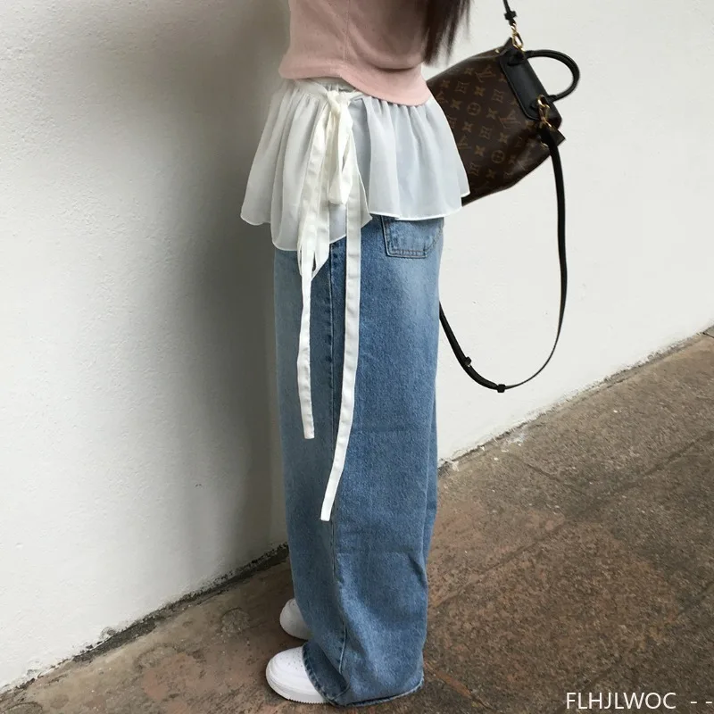 일본 스타일 짧은 나비 넥타이 베일 커튼 스커트 2025 여름 휴가 날짜 소녀 레이스 업 원피스 프릴 랩 미니 스커트