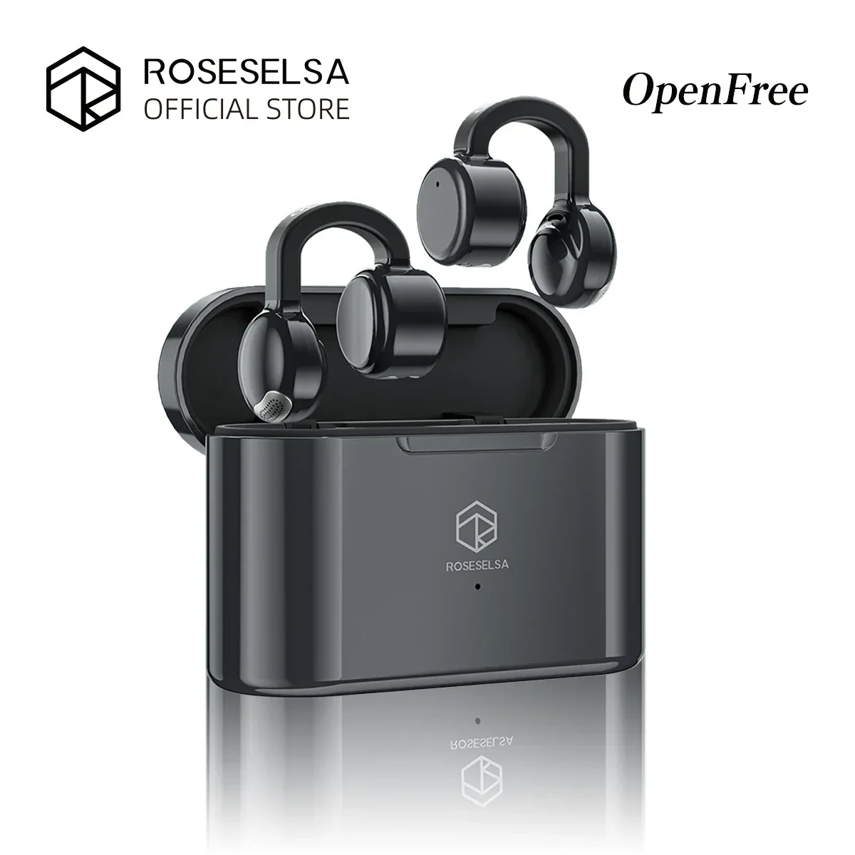 ROSESELSA OpenFree Ear Clip True Bluetooth Wireless Open Ear Earbuds Headphones Lightweight Comfort Fit Sports Running Earbuds