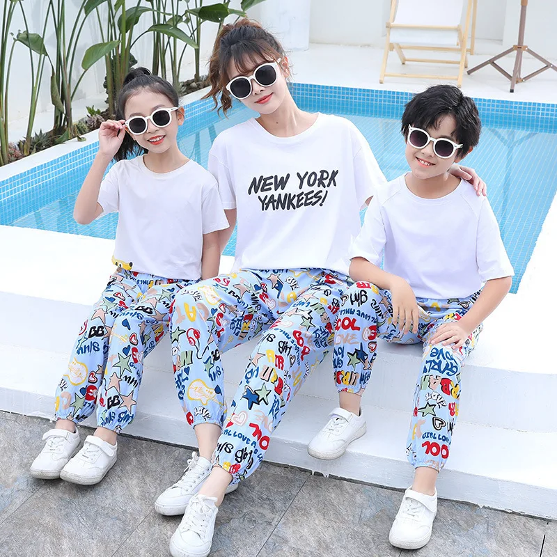 Children\'s Cotton Silk Anti-mosquito Summer Bloomers Leisure Trousers Girls Sports Pants