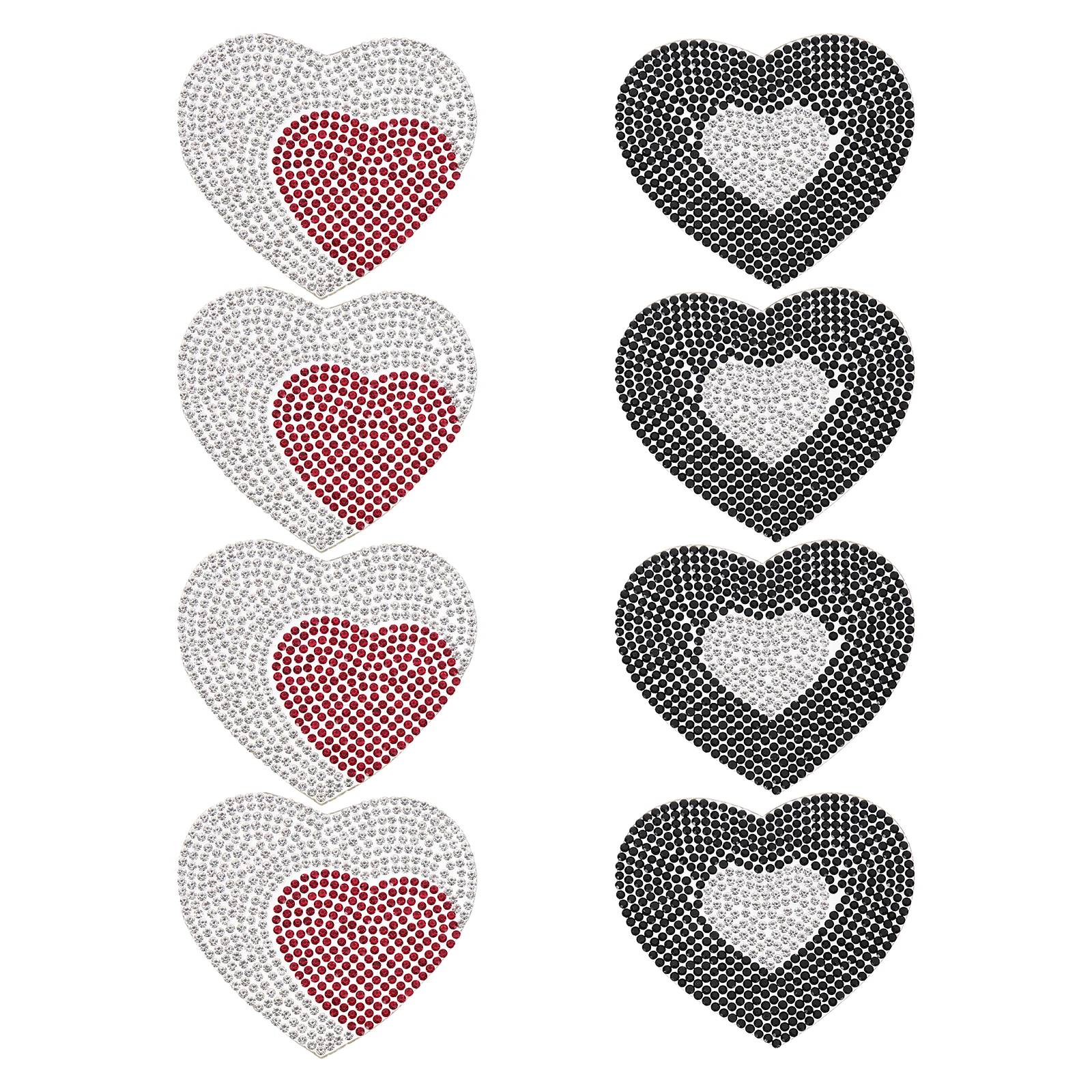 

8pcs Heart-Shaped Crystal Rhinestone Clothes Patches Sewing Accessories For Bags Coats Hats Diy Repair Decorative Patches For