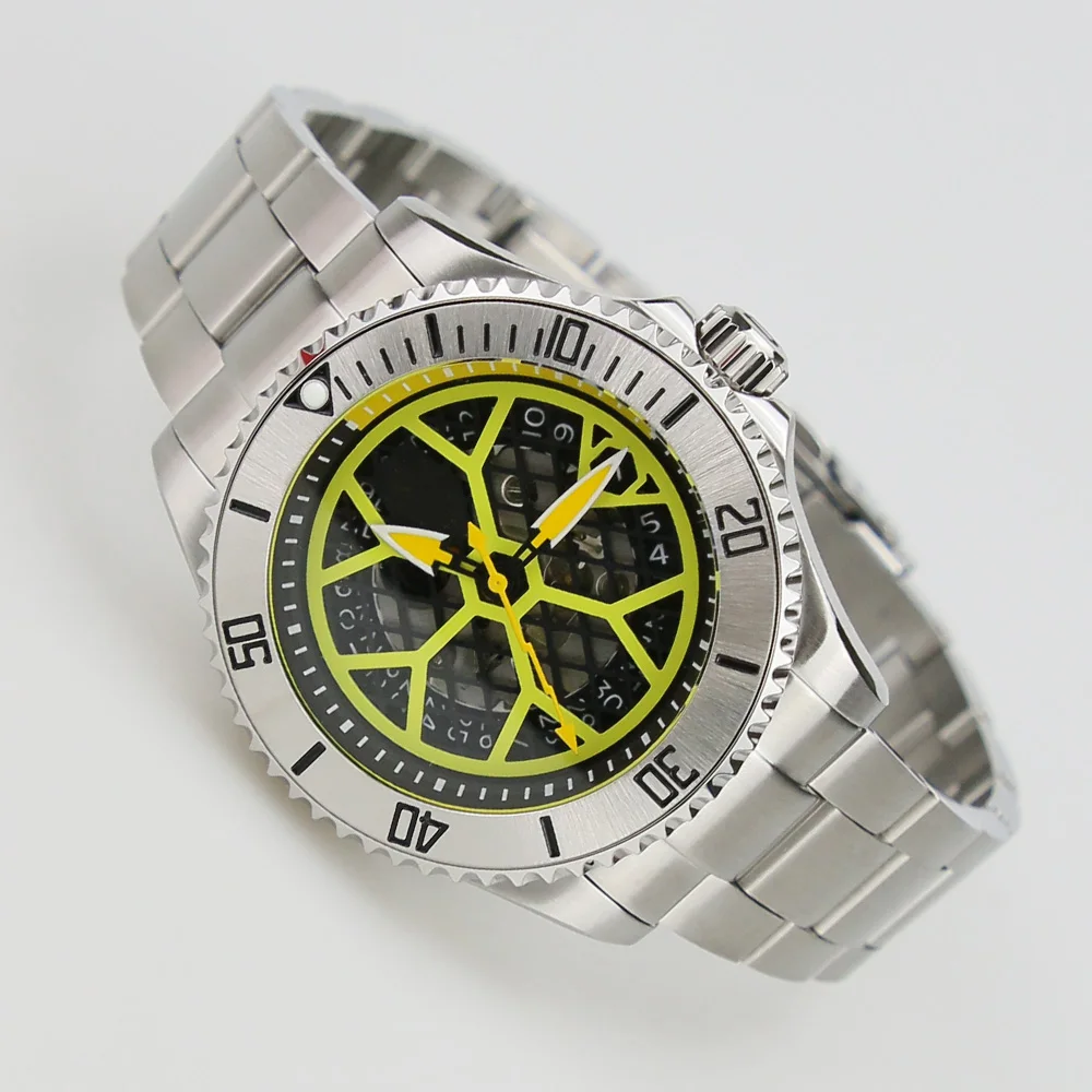 316L الفولاذ المقاوم للصدأ SKX007 38mm مع 12H PIP C1 إدراج الحافة المنحدر الأخضر المضيء