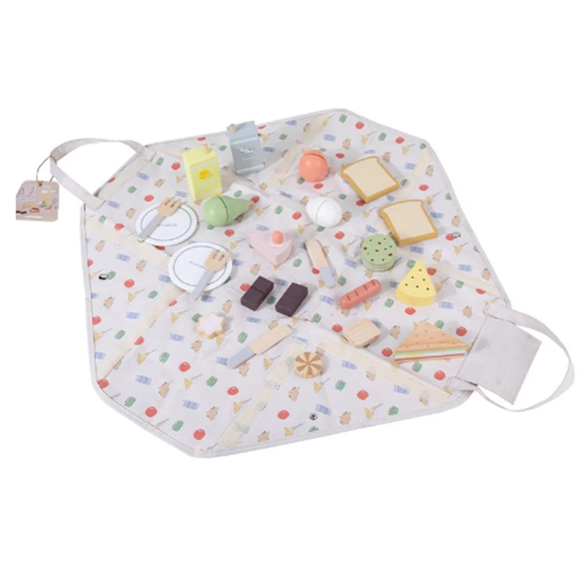 

AB31 Wooden Pretend Play Children Toys Picnic Cake Pack Bag Kitchen Food Toys for Girl Educational Imitation Game