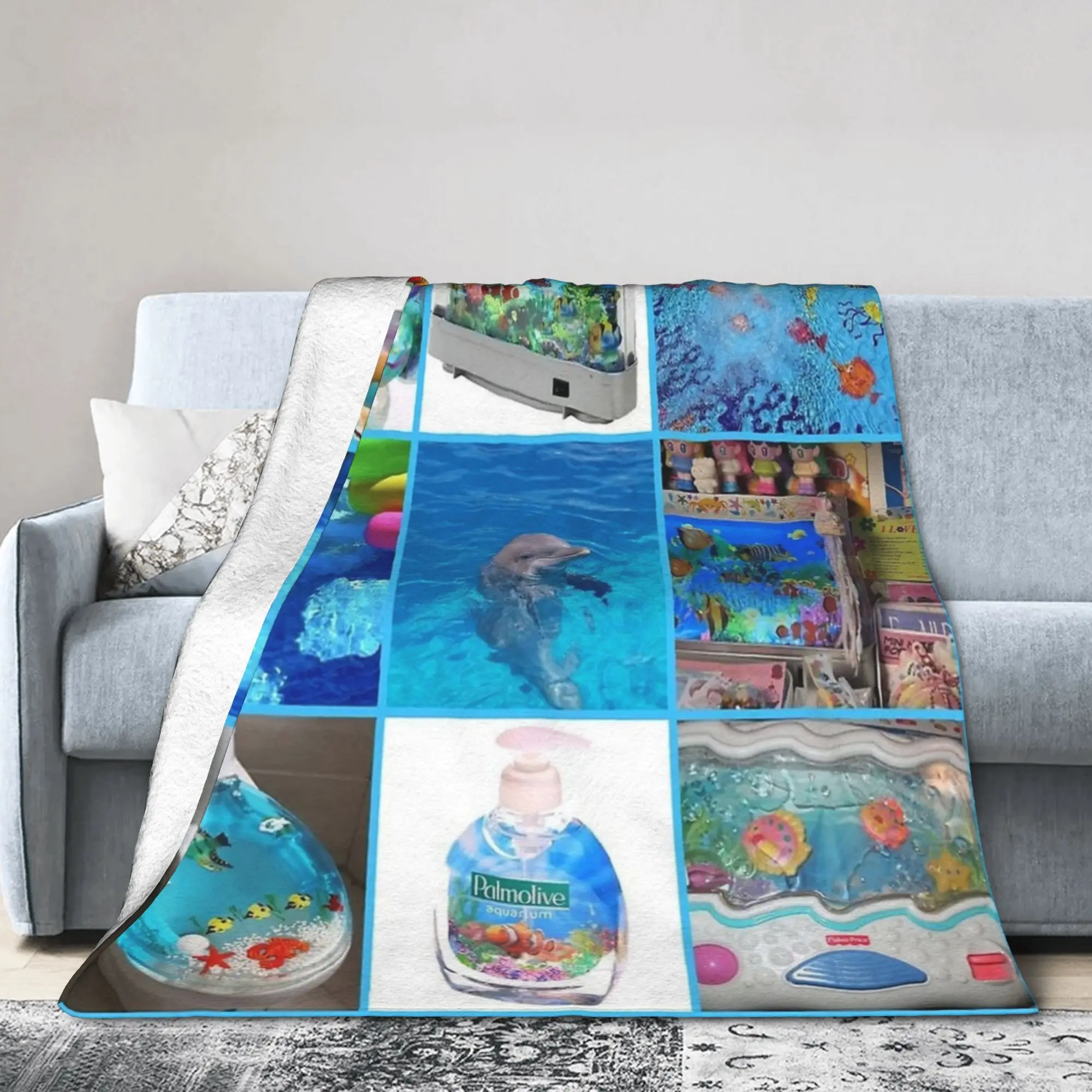 dolphin frutiger aero Blanket  Fleece Novelty Warm Throw Blanket for Bedspread Spring Autumn