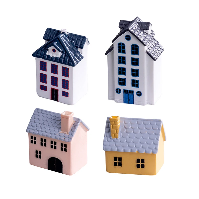 

Cute Creative Modern Small House Landscape Figurine Crafts Fashion Miniature Statue DIY Home Decoration Small Ornaments Gifts