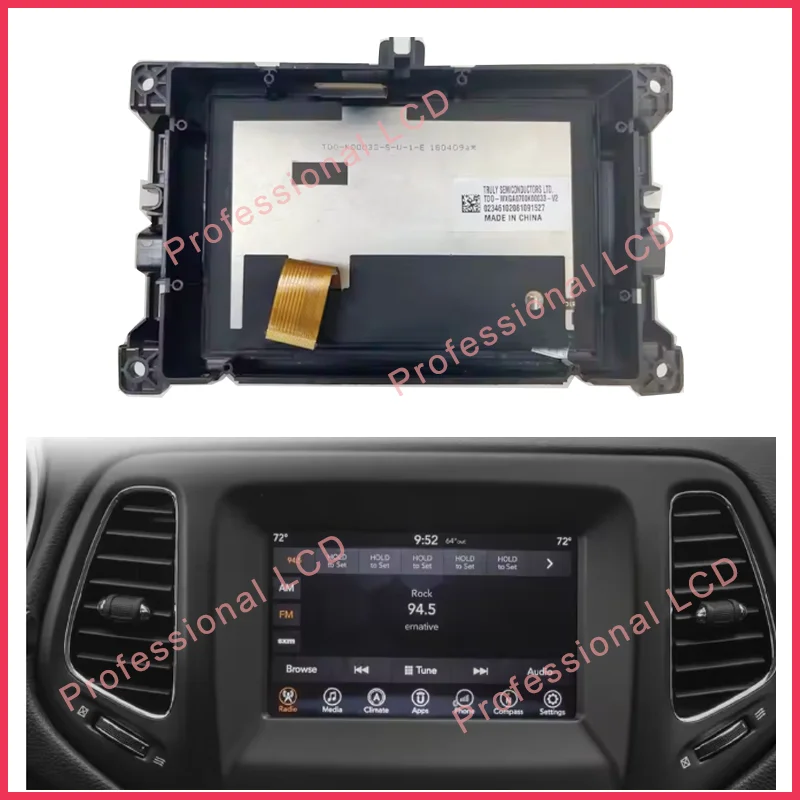 

TDO-WXGA0700K00033-V2 TDO-WXGA0700K00057-V1 TD0-K00033-S-W-1-E For 2017-2020 Jeep Compass AM FM Radio LCD Display Screen Panel