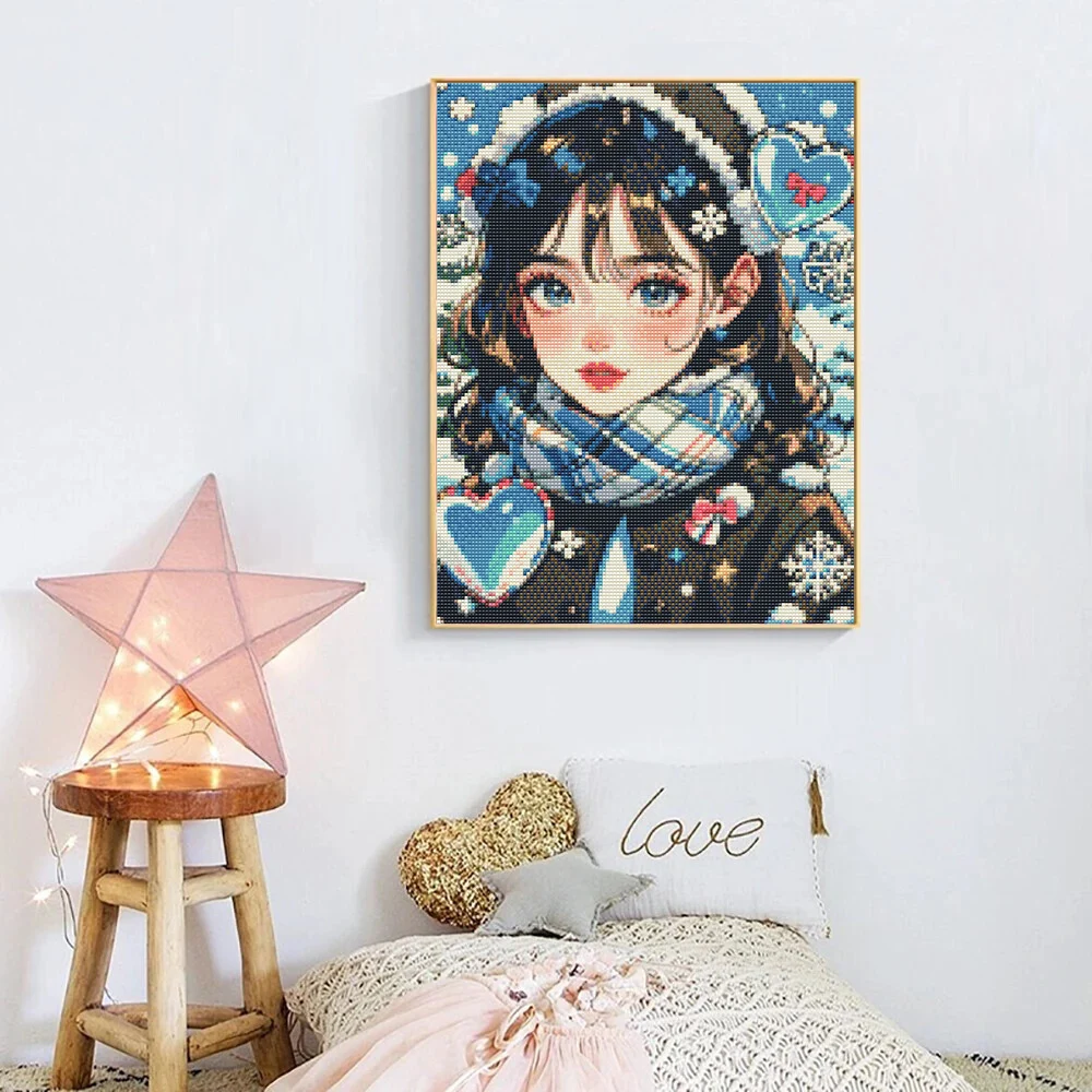AB Diamond Painting Cartoon Girl Mosaic Cross Stitch Inlaid Water Diamond Embroidery Art Diamond Handicraft Hobby Set Gift