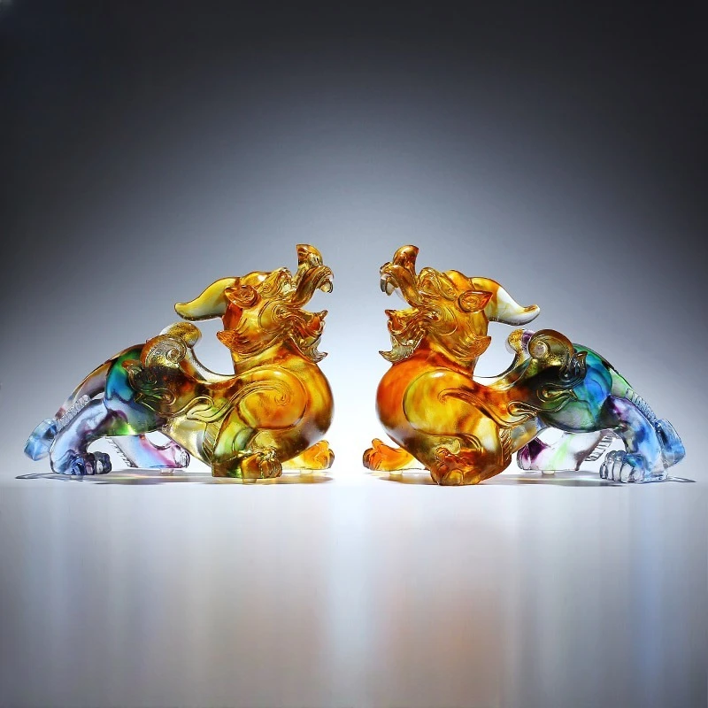Glazed handicrafts Xingjia Wangcai Pixiu ornament pair